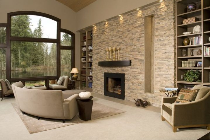Stone Accent Wall Living Room
 Stacked Stone Fireplaces For A Warm And Modern Look The