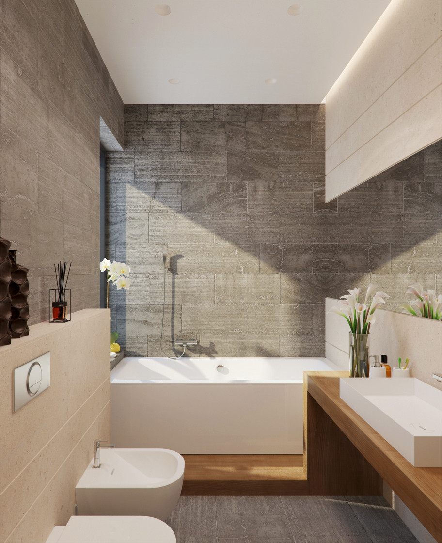 Stone Tiles For Bathroom
 Stone and Wood Home with Creative Fixtures
