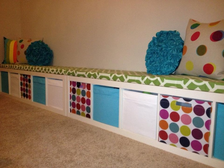 Storage Bench For Kids Room
 Ikea Expedit turned playroom storage bench