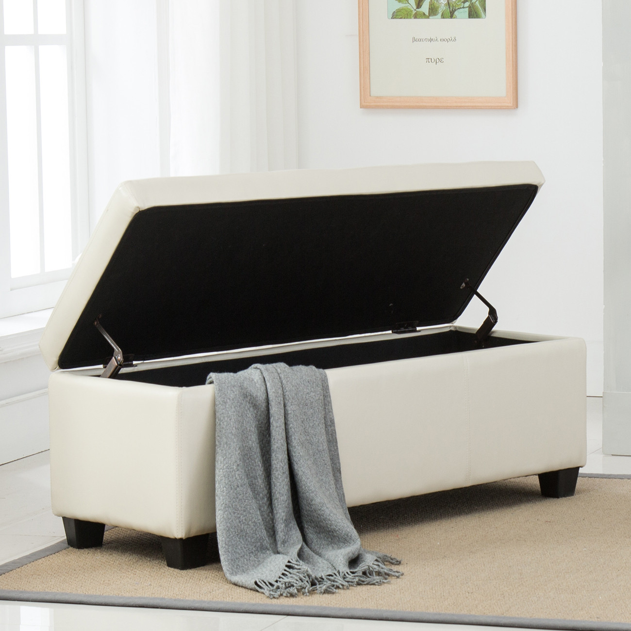 Storage Ottoman For Bedroom
 NEW Ottoman Storage Long footrest bench Modern bedroom
