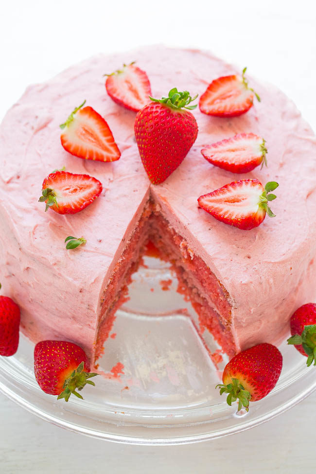 Strawberry Birthday Cake Recipes
 Strawberry Layer Cake with Strawberry Frosting Averie Cooks