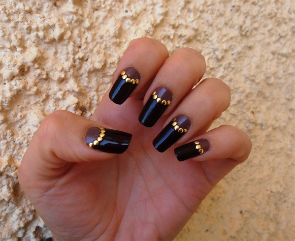 Studded Nail Art
 half moon with studs Nail Art Gallery