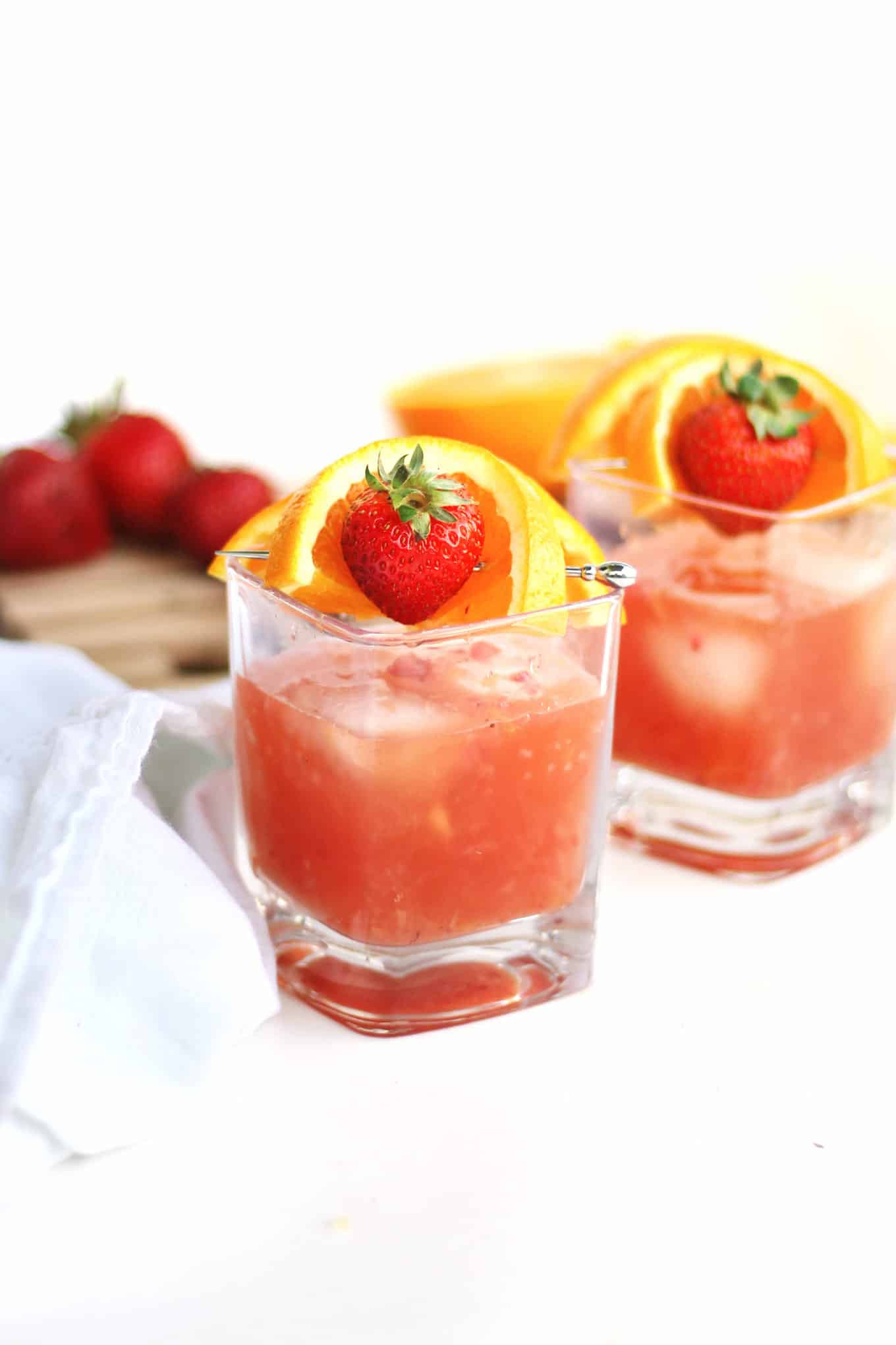Summer Bourbon Drinks
 Summer bourbon cocktail with strawberry and orange