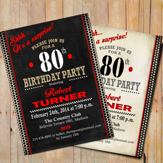 Surprise 80th Birthday Party Invitations
 Surprise 80th Birthday Party Invitation by