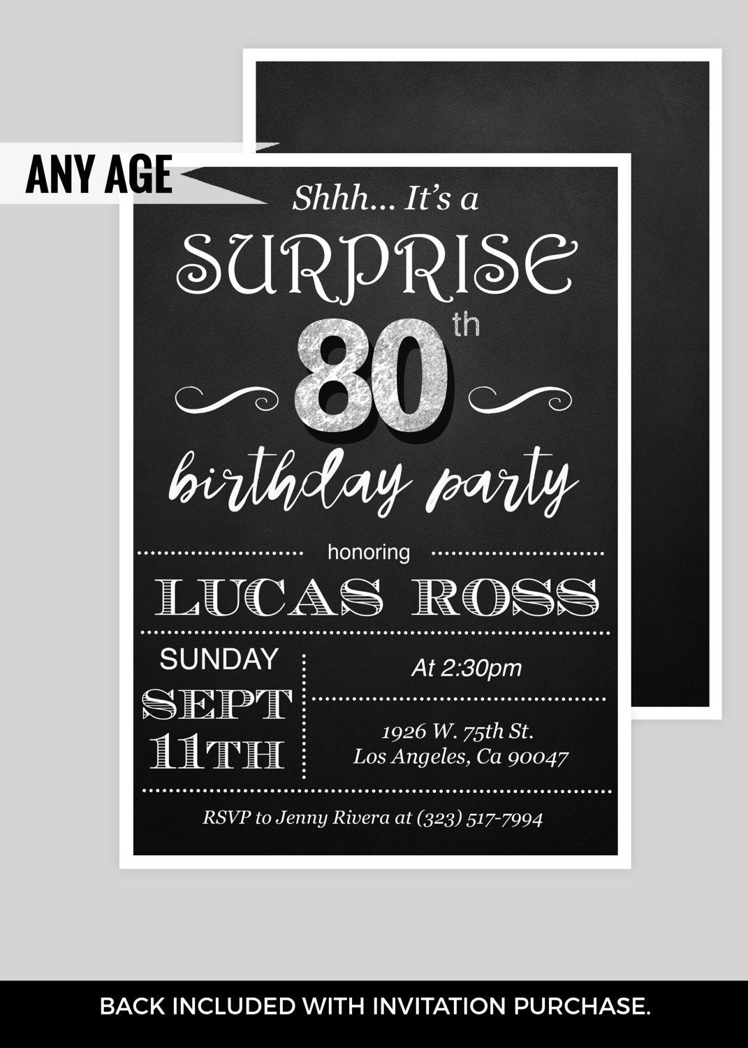 Surprise 80th Birthday Party Invitations
 Surprise 80th birthday party invitations by DIYPartyInvitation