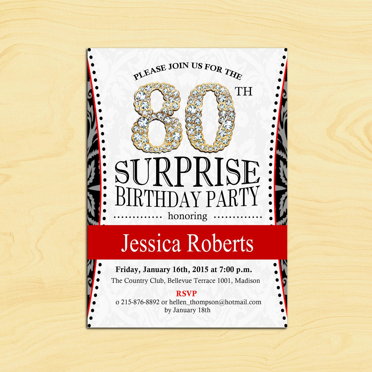 Surprise 80th Birthday Party Invitations
 80th Surprise Birthday Invitation Any Age Adult Birthday