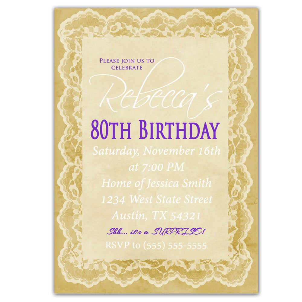 Surprise 80th Birthday Party Invitations
 80th Birthday Invitation Surprise Party Invite by