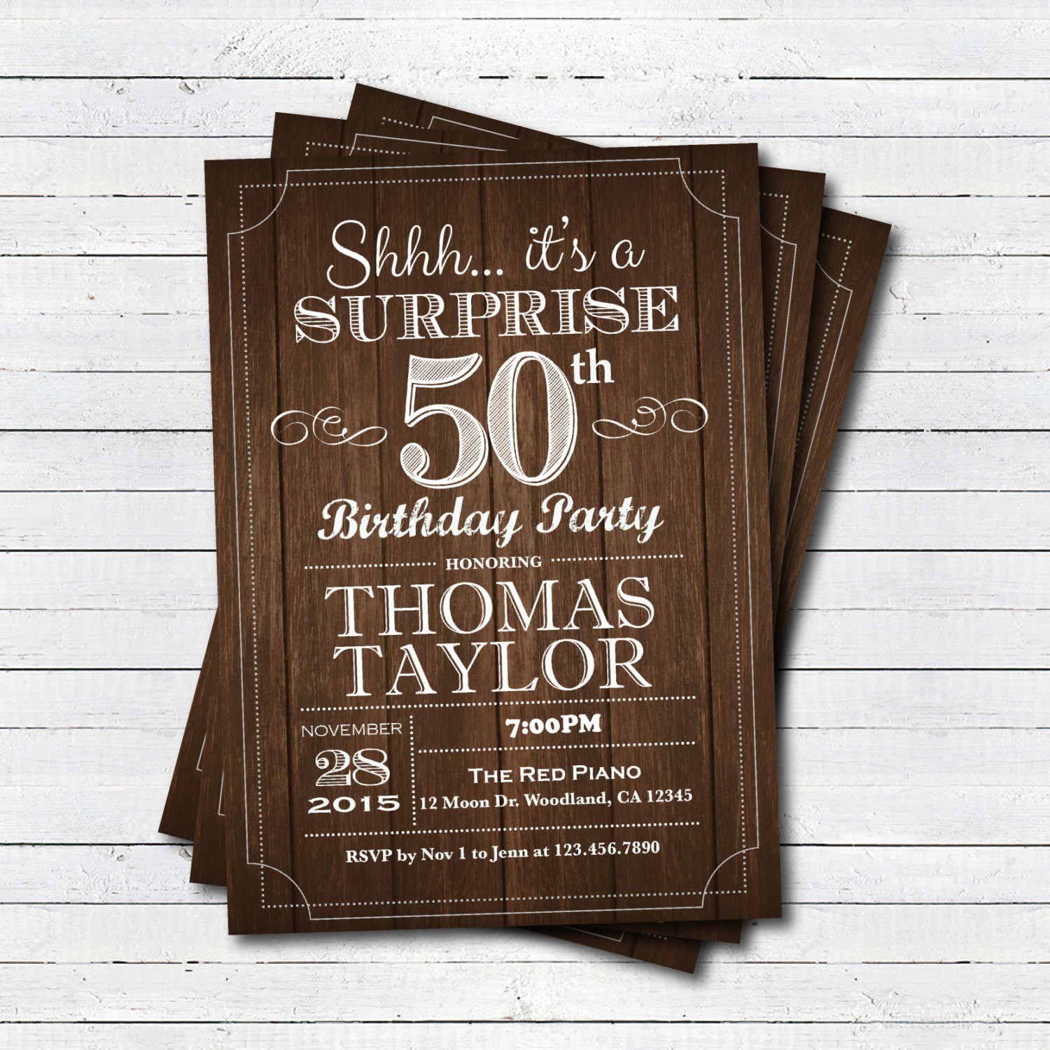 Surprise Birthday Invitation
 Surprise 50th birthday invitation Adult man any age