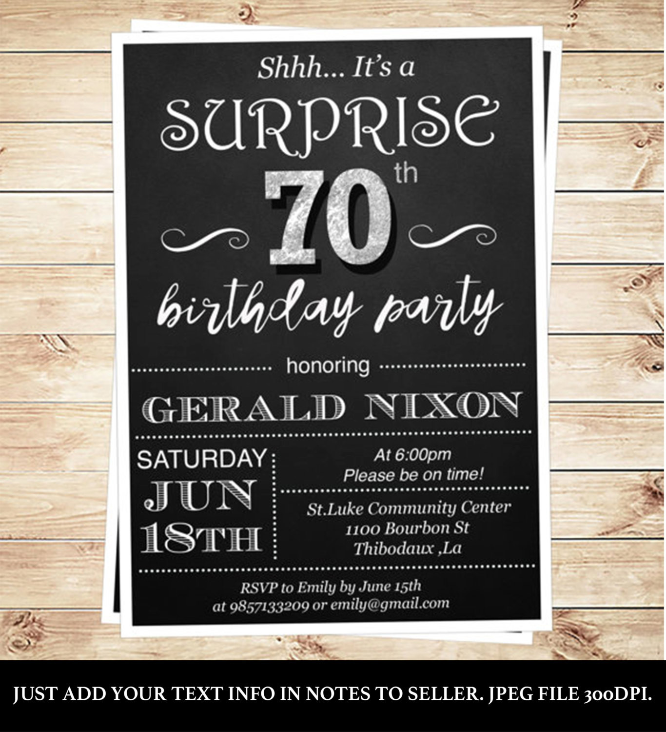 Surprise Birthday Invitation
 Surprise 70 birthday party invitations by DIYPartyInvitation