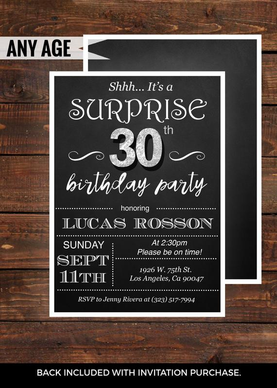 Surprise Birthday Invitations For Him
 Surprise 30th birthday invitations for him Mens 30th Birthday