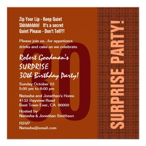 Surprise Birthday Invitations For Him
 30th Surprise Birthday Modern For Him Recycled 5 25