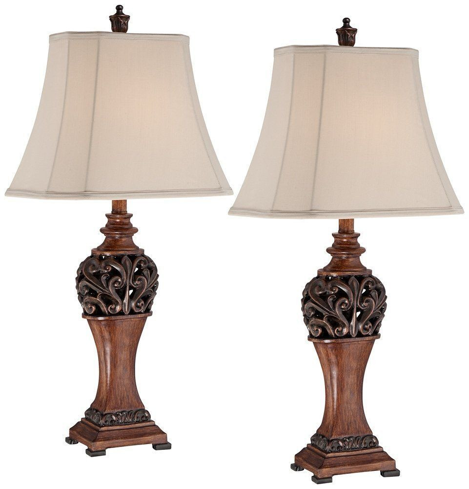 Table Lamp Living Room
 2 Bronze Set Traditional Table Lamps Lighting LED Decor