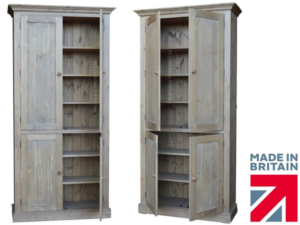 Tall Kitchen Storage Pantry
 Solid Pine Cupboard 7ft Tall Handcrafted Larder Pantry