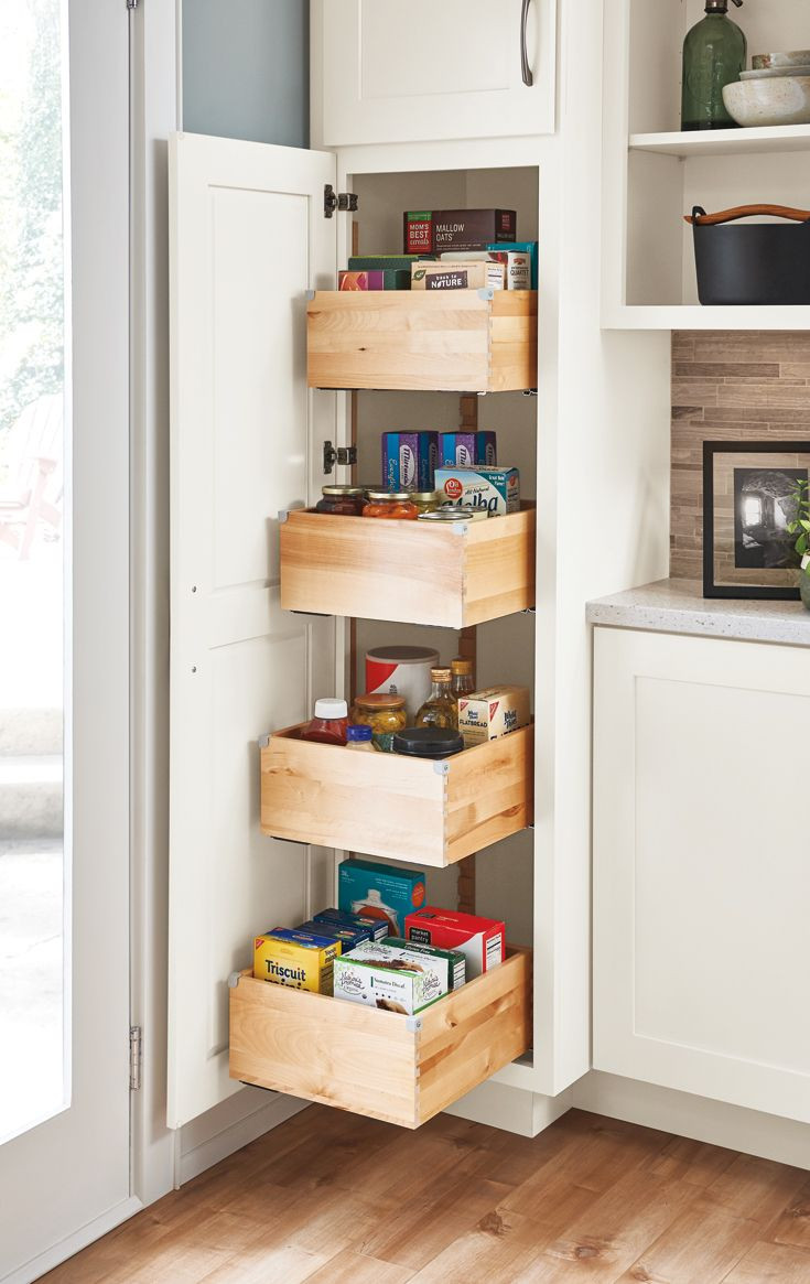 Tall Kitchen Storage Pantry
 A tall pantry with deep drawers makes achieving a well