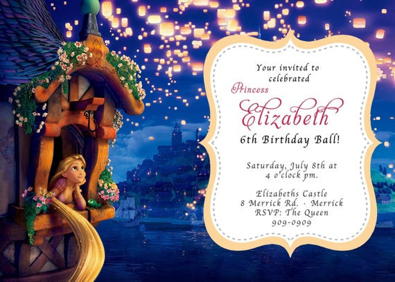 Tangled Birthday Invitations
 CUSTOM PHOTO Invitations Disney Princess Rapunzel Tangled