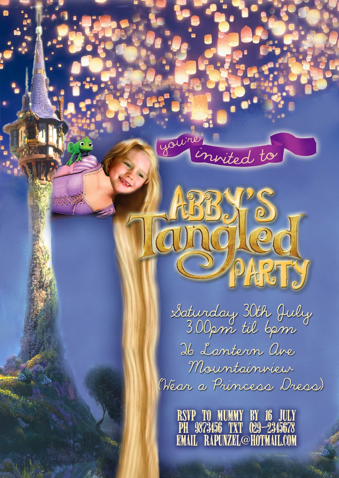 Tangled Birthday Invitations
 FREE Kids Party Invitations Tangled Party Invitation