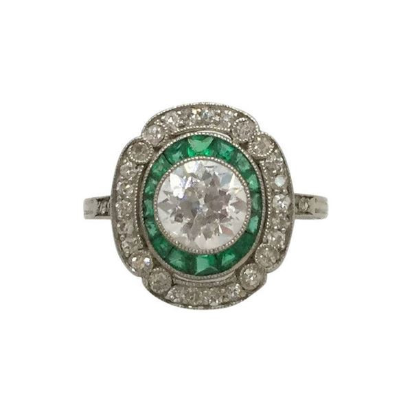 Target Diamond Rings
 Edwardian Diamond and Emerald Dress Ring "Tar " Ring