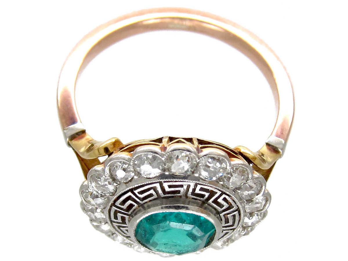 Target Diamond Rings
 Art Deco Emerald & Diamond Tar Ring with Key Design
