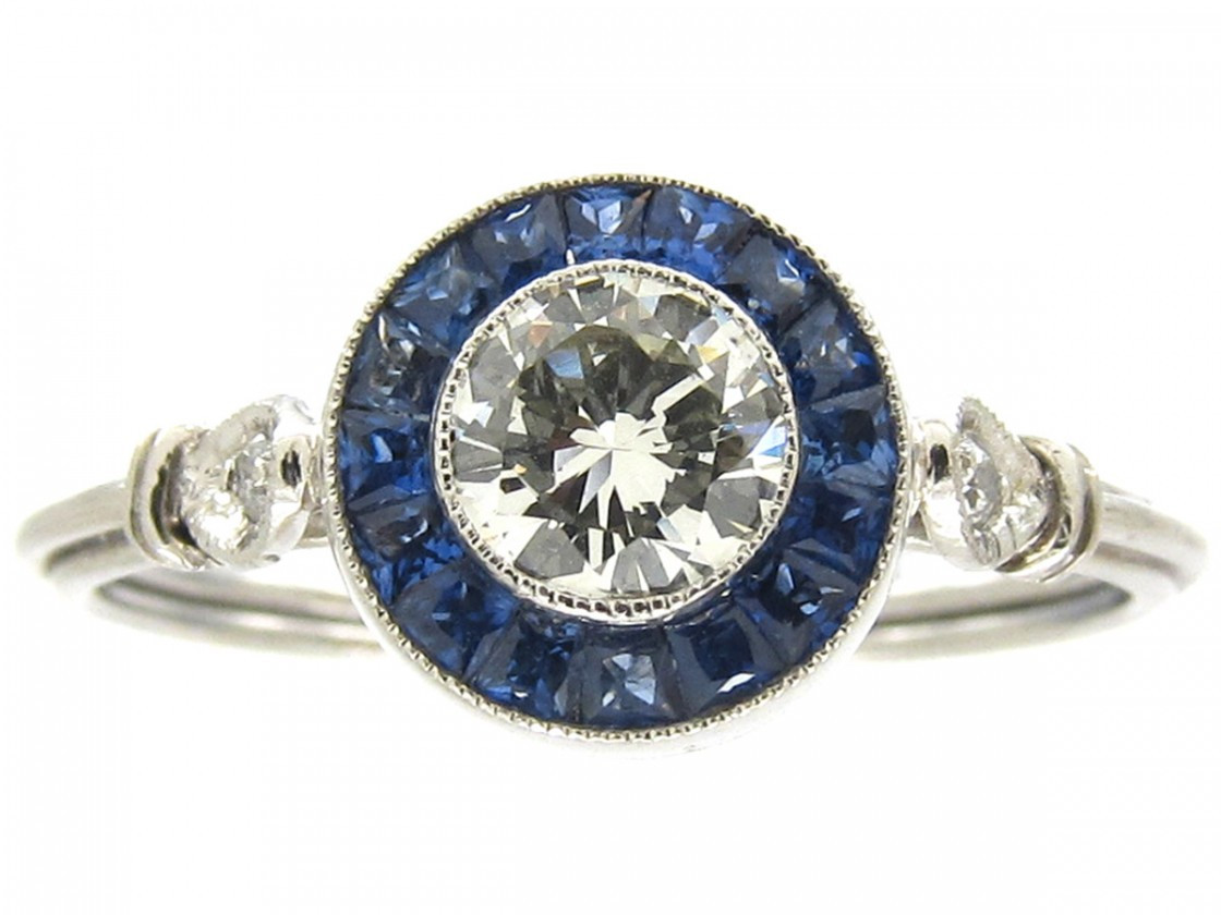 Target Diamond Rings
 Art Deco Sapphire & Diamond Tar Cluster Ring The