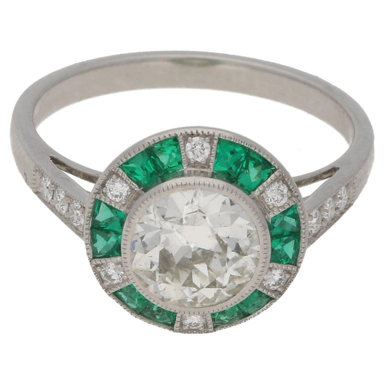 Target Diamond Rings
 Cushion Cut Diamond Emerald yx Tar Ring at 1stdibs