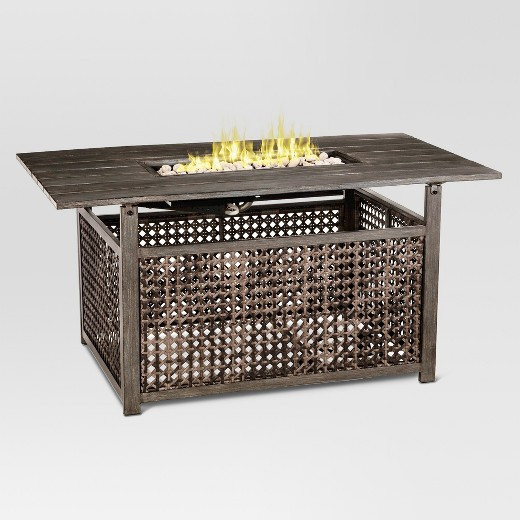 Target Fire Pit Table
 Fabron 54" Rectangle LP Fire Table Threshold Tar