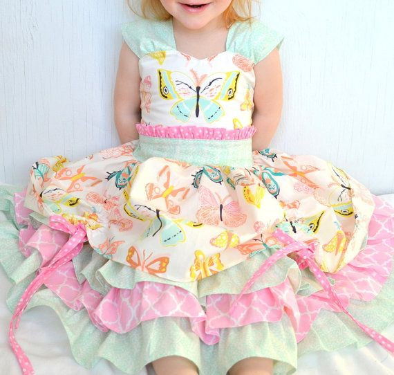 Tea Party Dresses For Kids
 Girls Party Dress Butterfly Dress Boutique Ruffle Dress