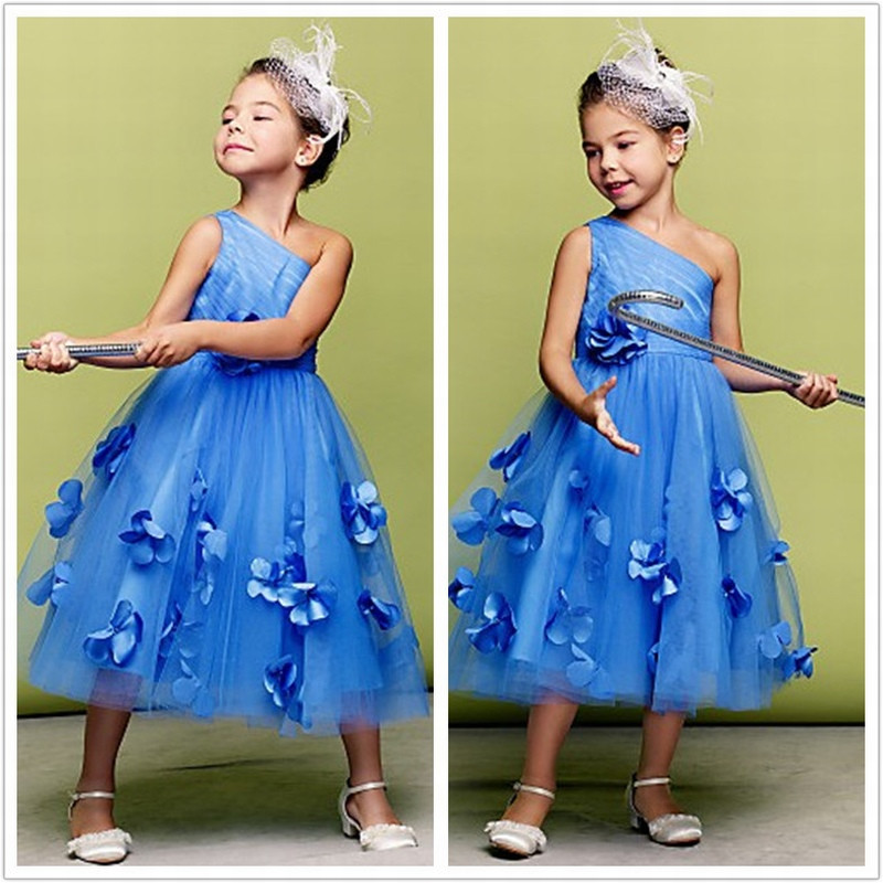 Tea Party Dresses For Kids
 Formal e Shoulder Flower Girl Dresses Tea Length Tulle
