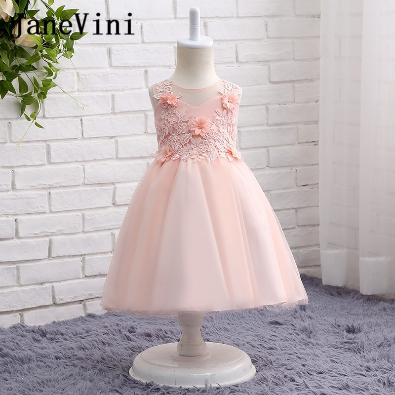 Tea Party Dresses For Kids
 JaneVini Lovely Pink Lace Flower Girl Dresses for Weddings