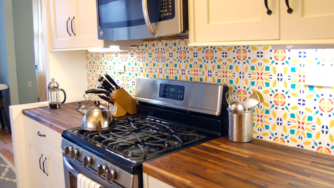 Temporary Kitchen Backsplash
 Install A Rental Friendly Removable Kitchen Backsplash