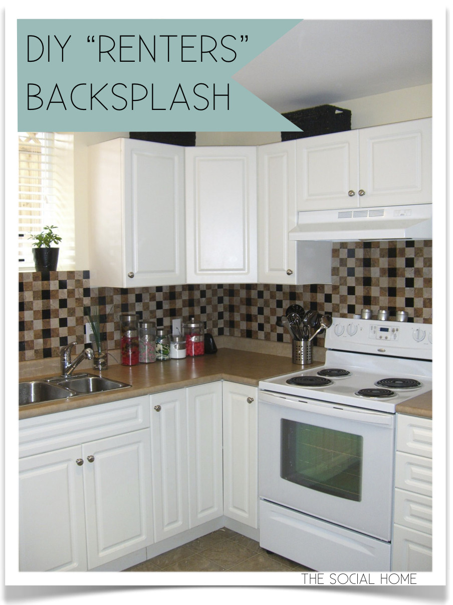 Temporary Kitchen Backsplash
 DIY "Renters" Backsplash with Vinyl Tile