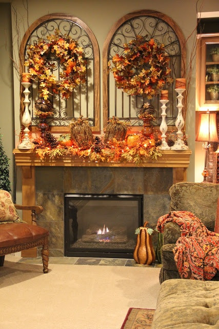 Thanksgiving Fireplace Mantel Decoration
 40 Brilliant Mantel Decoration Ideas for Thanksgiving Sortra