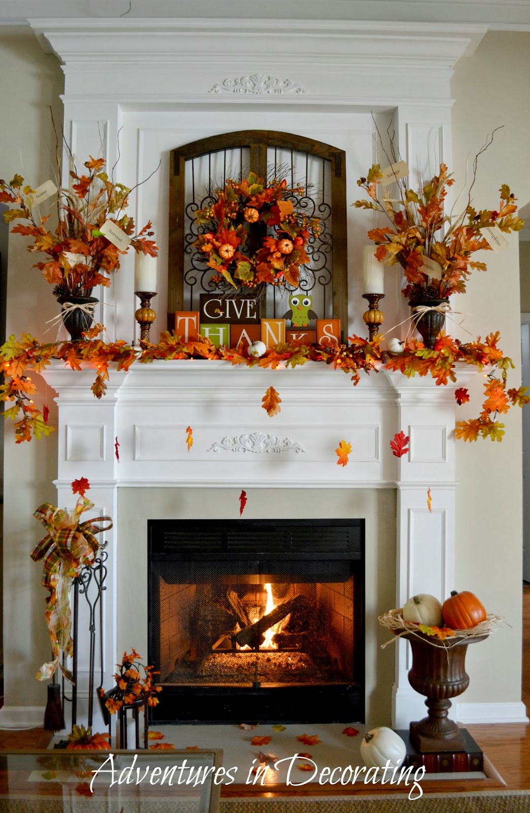 Thanksgiving Fireplace Mantel Decoration
 Adventures in Decorating Our Fall Mantel