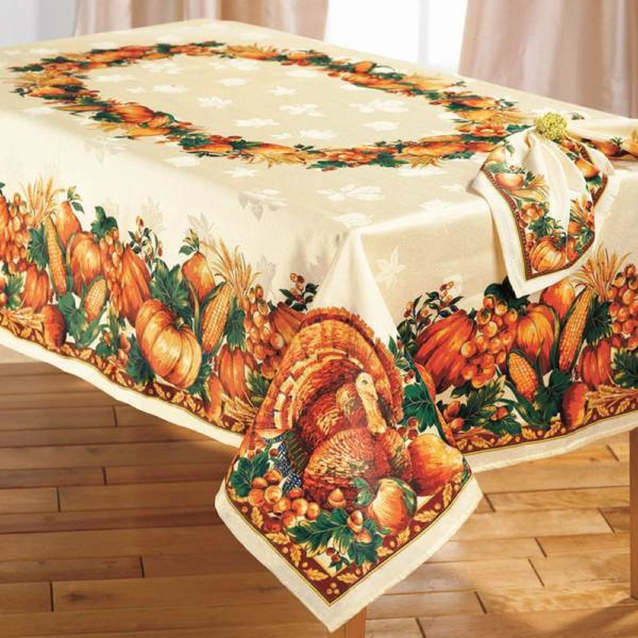Thanksgiving Table Cloth
 ELEGANT THANKSGIVING TURKEY HARVEST TABLECLOTH Table