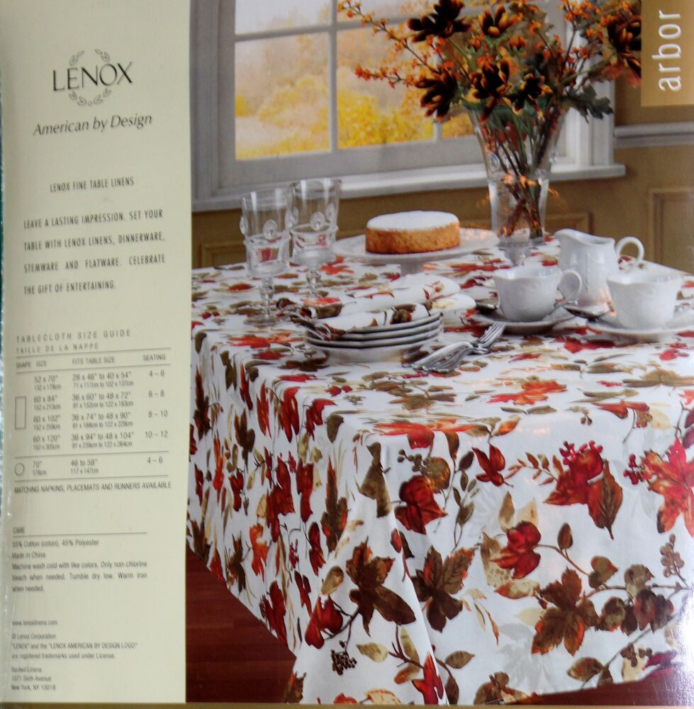 Thanksgiving Table Cloth
 LENOX ARBOR HILL AUTUMN FALL LEAVES THANKSGIVING
