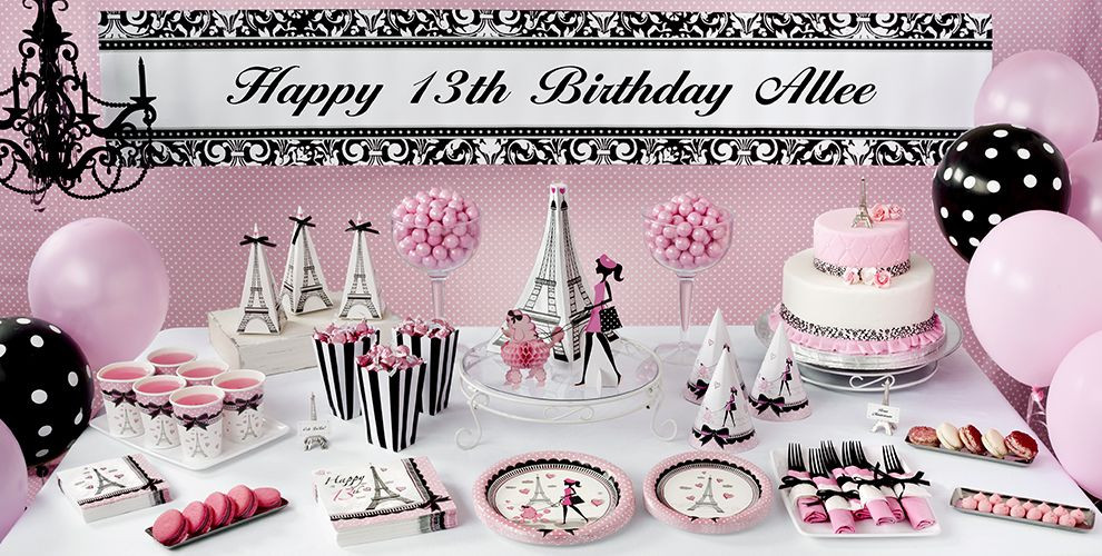 Thirteenth Birthday Party Ideas
 Pink Paris 13th Birthday Party Supplies Party City