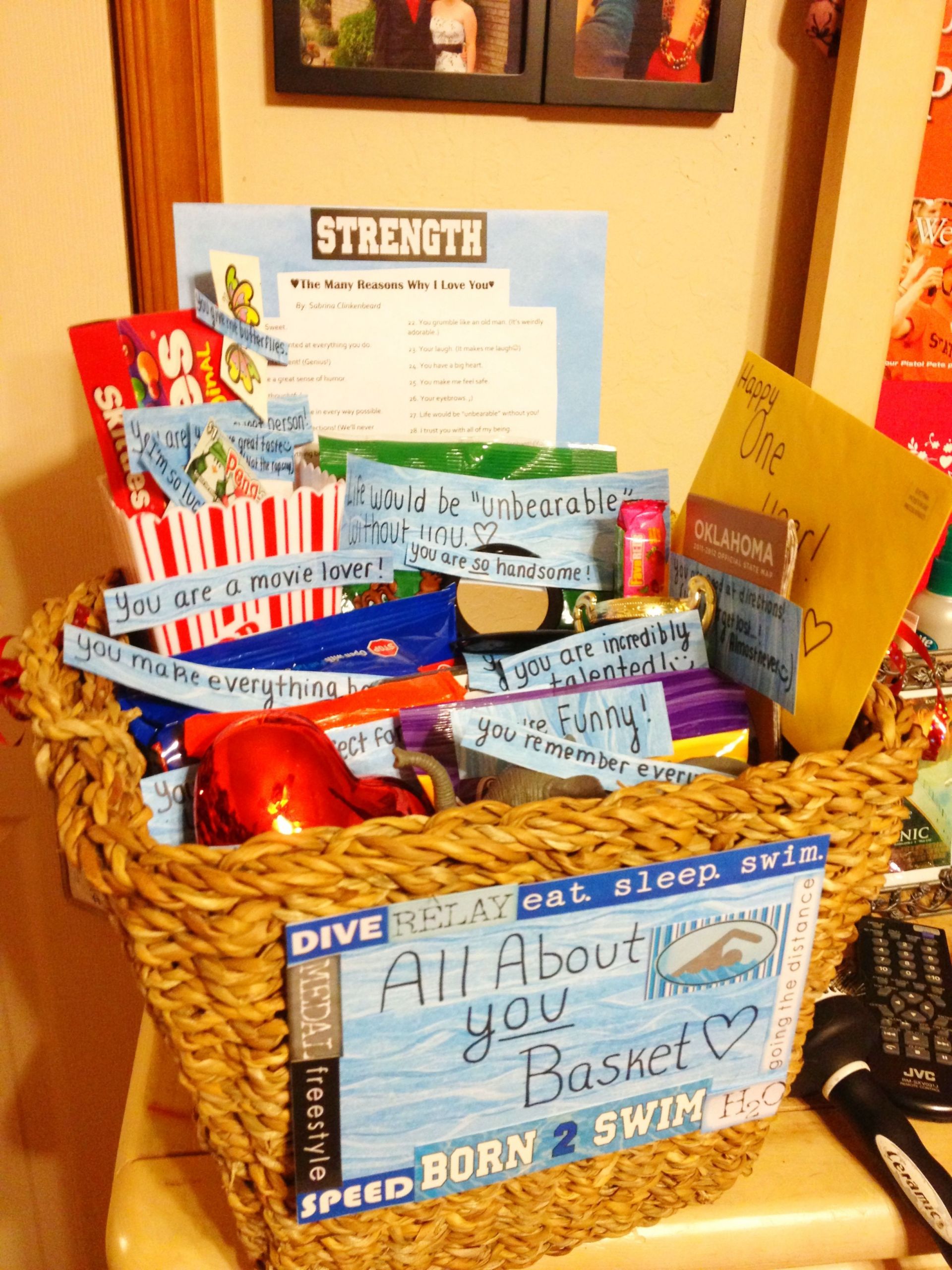 Thoughtful Gift Ideas For Boyfriends
 All about you basket for an anniversary Very sweet and