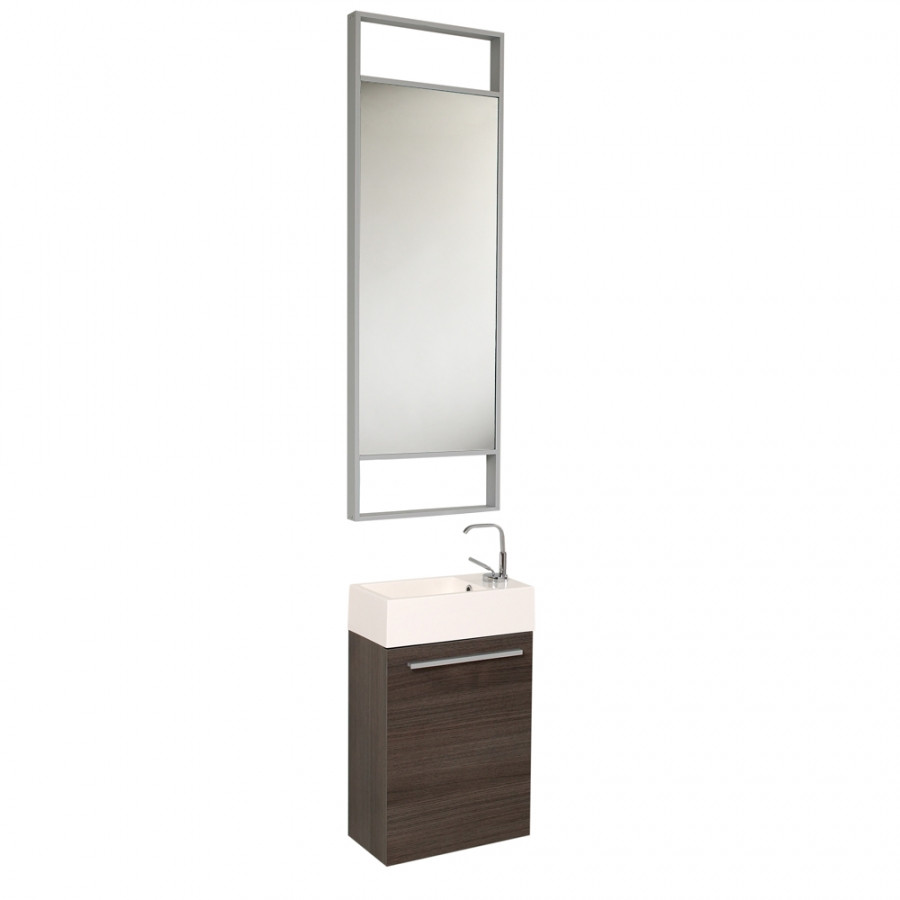 Tiny Bathroom Vanity
 15 5 Inch Small Gray Oak Modern Bathroom Vanity with Tall