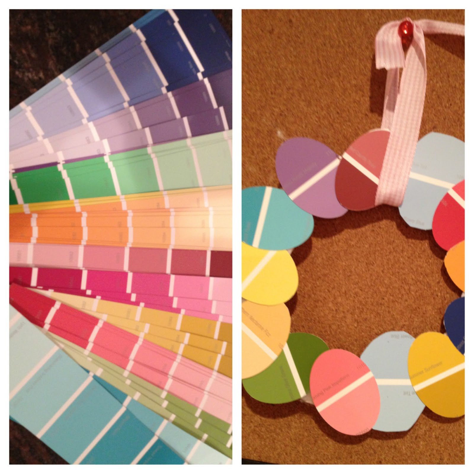 Toddler Easter Crafts
 Two It Yourself Easter Egg Wreath from Paint Sample Swatches