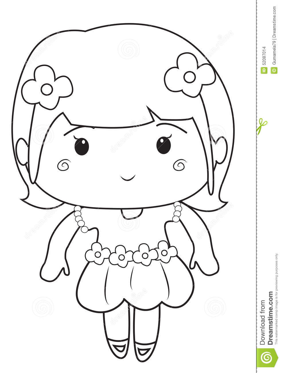 Toddler Girl Coloring Pages
 Little Girl Wearing A Dress Coloring Page Stock