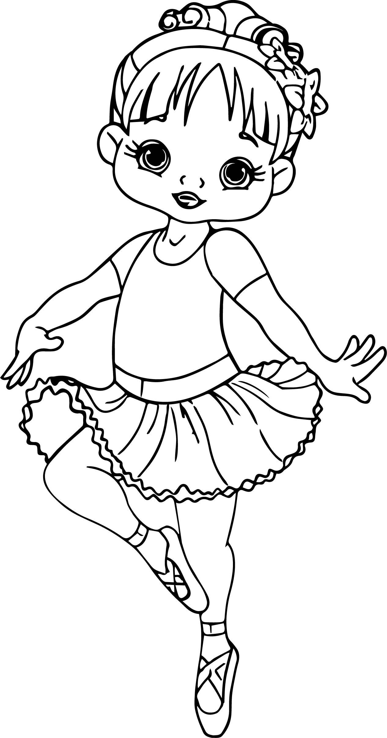 Toddler Girl Coloring Pages
 Ballerina Cartoon Girl Coloring Page