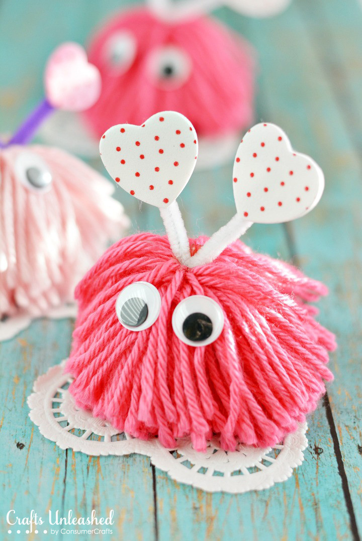 Toddler Valentines Day Crafts
 Valentine Craft Pom Pom Monsters Tutorial