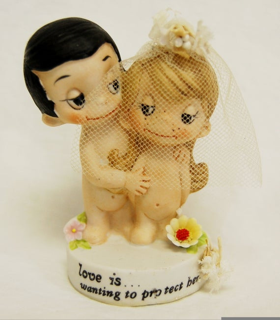 Tom Thumb Wedding Cakes
 Vintage 1972 Love Is Figurine Wedding Cake by
