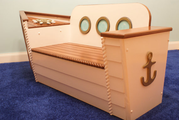 Toy Box Storage Bench
 Nautical Toy Box Bench by Adamz Originals Beach Style