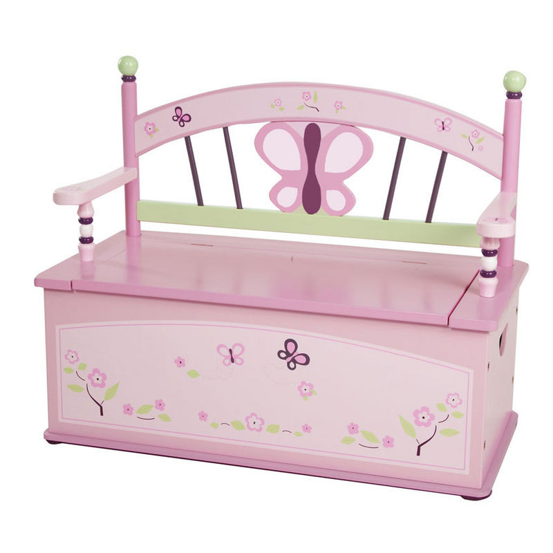 Toy Box Storage Bench
 Sugar Plum TOY BOX BENCH SEAT w STORAGE Girl Butterfly