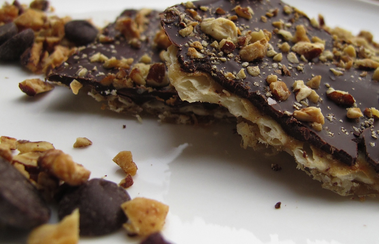 Traditional Passover Desserts
 Chocolate covered Matzo with Toasted Nuts and Sea Salt