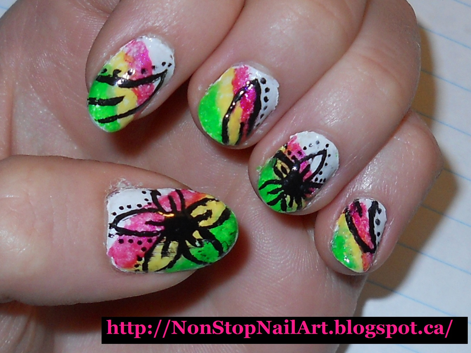 Tropical Flower Nail Designs
 Non Stop Nail Art Tropical Flower Nails