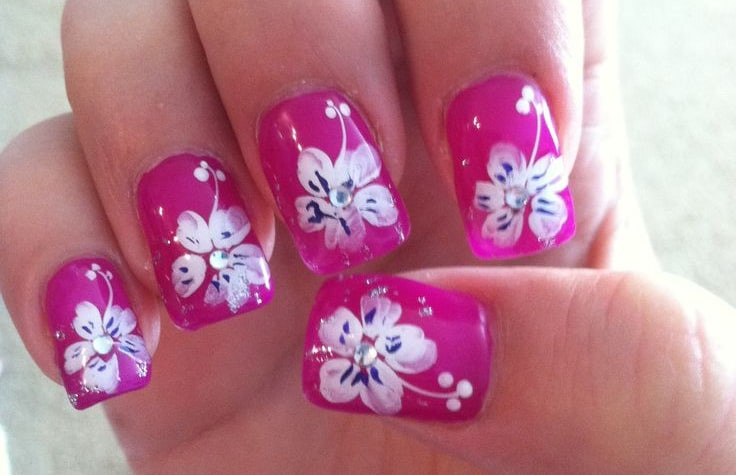 Tropical Flower Nail Designs
 Tropical Flower Nail Design Art for Summer SheIdeas