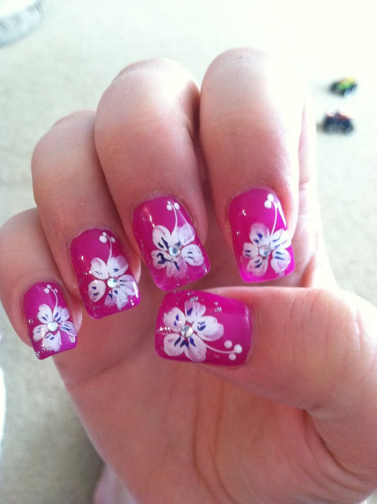 Tropical Flower Nail Designs
 Tropical flower nails