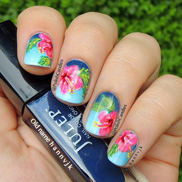 Tropical Flower Nail Designs
 50 Flower Nail Designs for Spring