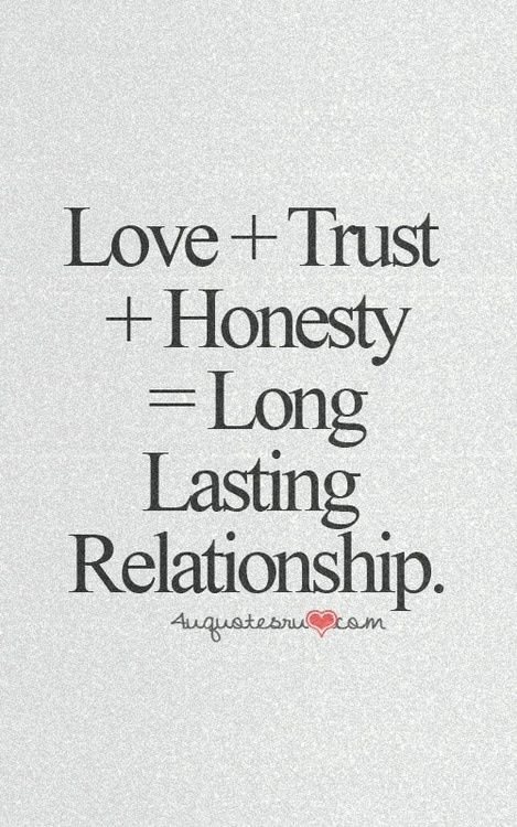 Truth Quotes About Relationships
 Love trust honesty = long lasting relationship We